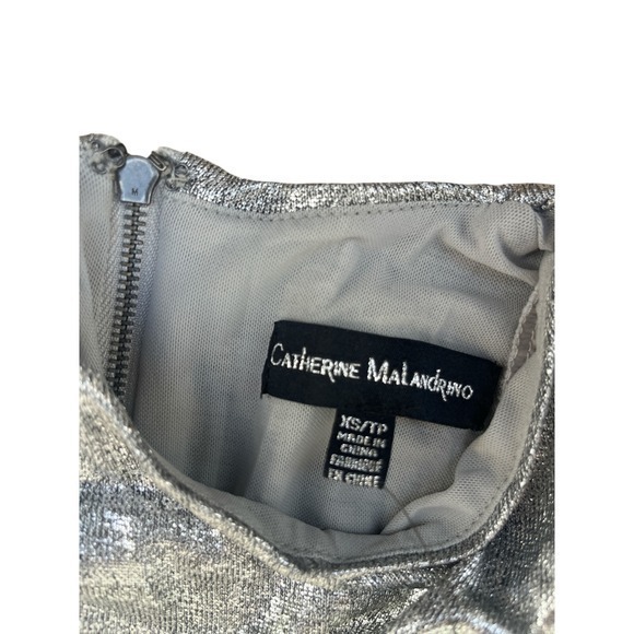 Catherine Malandrino Silver Metallic Ruched Sheath Dress XS MCD20502 New - Picture 4 of 4